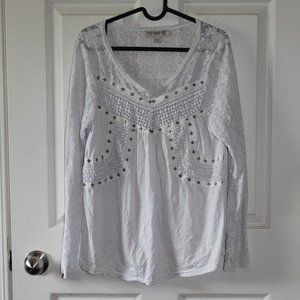 Vintage American White Beaded Top Size M